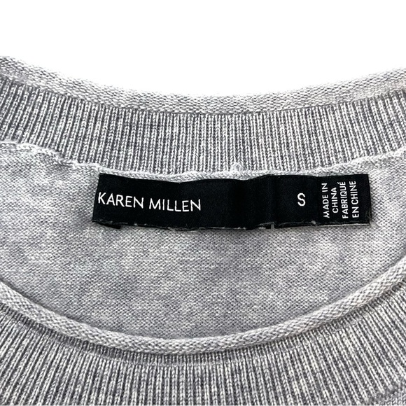 Karen Millen Grey Crewneck Wool Sweater with Sequins Women’s Size Small (6) EUC - Picture 4 of 10